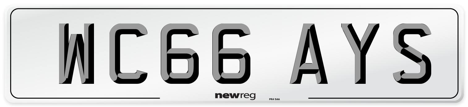 WC66 AYS Number Plate from New Reg